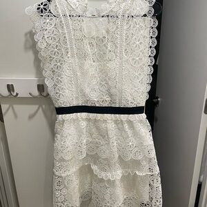 Self-Portrait White Lace Mini Dress
